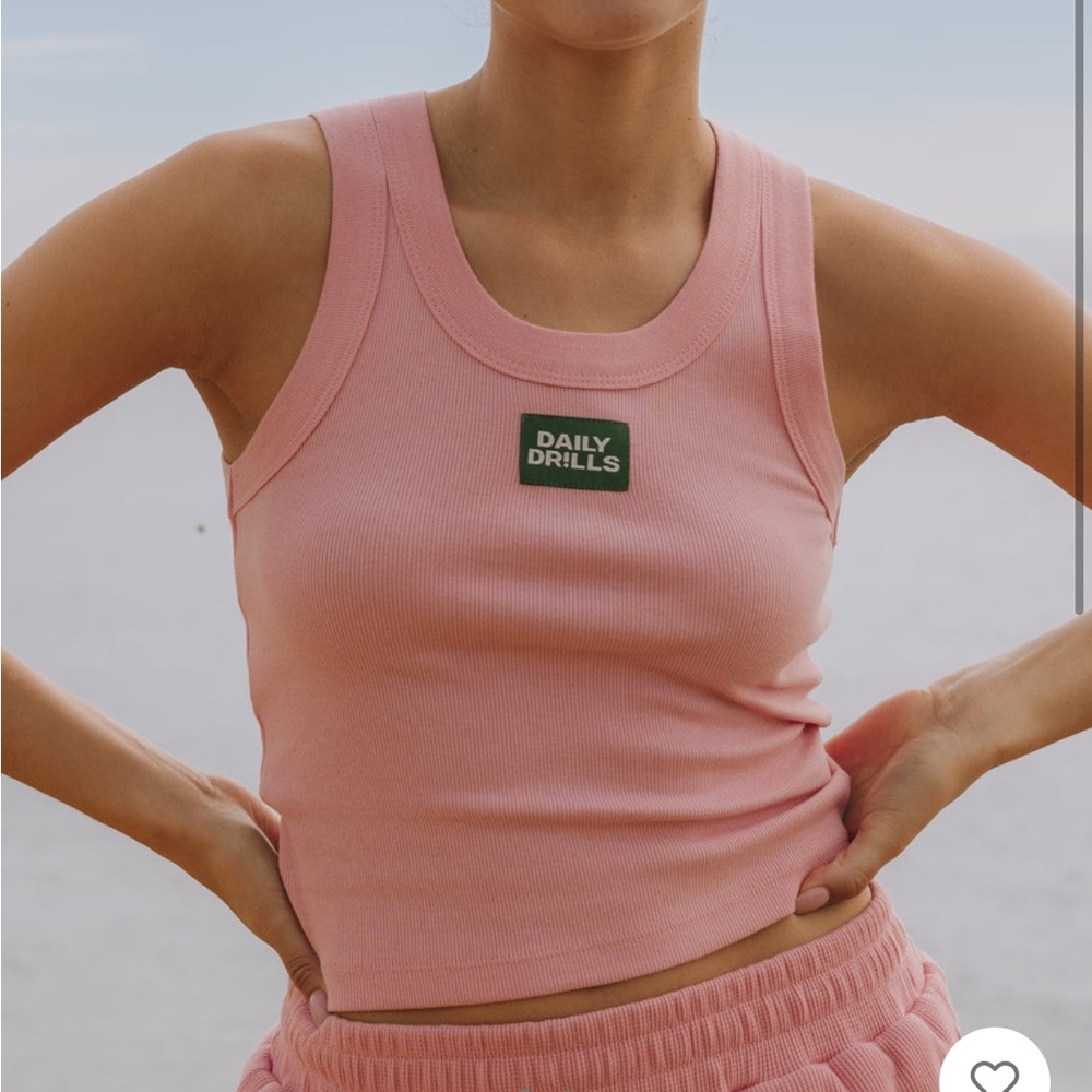 Logo Ribbed Tank - Dusty Rose